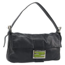 FENDI Mamma Baguette Shoulder Bag Leather Black Silver Auth yk20676SAM-1