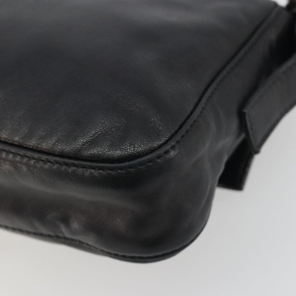 FENDI Mamma Baguette Shoulder Bag Leather Black Silver Auth yk20676SAM