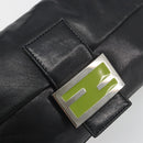 FENDI Mamma Baguette Shoulder Bag Leather Black Silver Auth yk20676SAM-18