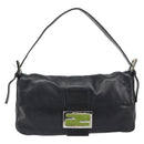 FENDI Mamma Baguette Shoulder Bag Leather Black Silver Auth yk20676SAM-13