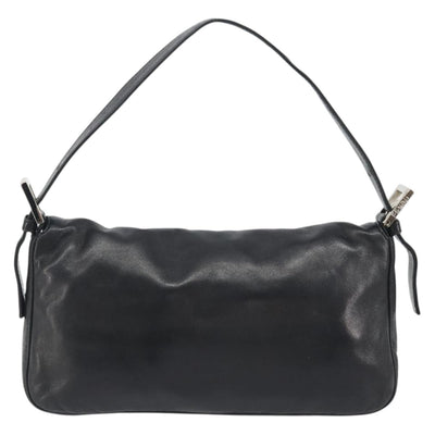 FENDI Mamma Baguette Shoulder Bag Leather Black Silver Auth yk20676SAM - 0