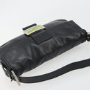 FENDI Mamma Baguette Shoulder Bag Leather Black Silver Auth yk20676SAM-6