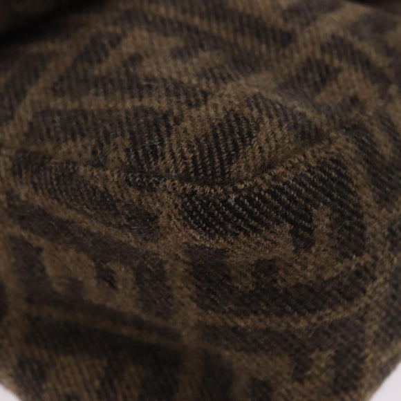FENDI Zucca Mamma Baguette Shoulder Bag Wool Brown Silver Auth yk20677SAM