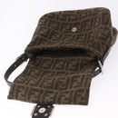 FENDI Zucca Mamma Baguette Shoulder Bag Wool Brown Silver Auth yk20677SAM-19