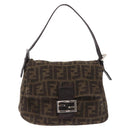 FENDI Zucca Mamma Baguette Shoulder Bag Wool Brown Silver Auth yk20677SAM-13