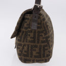 FENDI Zucca Mamma Baguette Shoulder Bag Wool Brown Silver Auth yk20677SAM-3