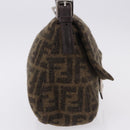 FENDI Zucca Mamma Baguette Shoulder Bag Wool Brown Silver Auth yk20677SAM-4