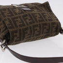 FENDI Zucca Mamma Baguette Shoulder Bag Wool Brown Silver Auth yk20677SAM-6