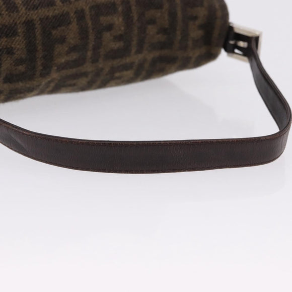 FENDI Zucca Mamma Baguette Shoulder Bag Wool Brown Silver Auth yk20677SAM