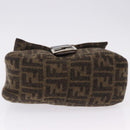 FENDI Zucca Mamma Baguette Shoulder Bag Wool Brown Silver Auth yk20677SAM-5