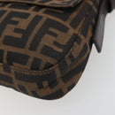 FENDI Zucca Canvas Mamma Baguette Shoulder Bag Brown Silver Auth yk20678SAM-10