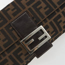 FENDI Zucca Canvas Mamma Baguette Shoulder Bag Brown Silver Auth yk20678SAM-15
