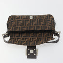 FENDI Zucca Canvas Mamma Baguette Shoulder Bag Brown Silver Auth yk20678SAM-16
