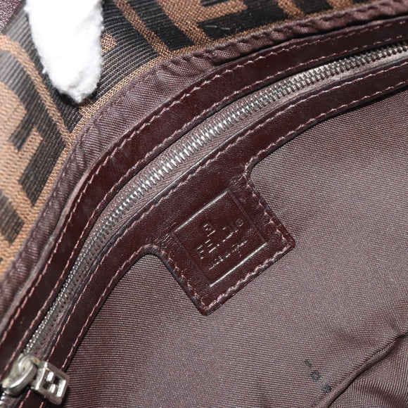 FENDI Zucca Canvas Mamma Baguette Shoulder Bag Brown Silver Auth yk20678SAM