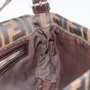 FENDI Zucca Canvas Mamma Baguette Shoulder Bag Brown Silver Auth yk20678SAM-20