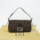 FENDI Zucca Canvas Mamma Baguette Shoulder Bag Brown Silver Auth yk20678SAM-26
