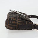 FENDI Zucca Canvas Mamma Baguette Shoulder Bag Brown Silver Auth yk20678SAM-4