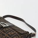 FENDI Zucca Canvas Mamma Baguette Shoulder Bag Brown Silver Auth yk20678SAM-8