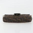 FENDI Zucca Canvas Mamma Baguette Shoulder Bag Brown Silver Auth yk20678SAM-9