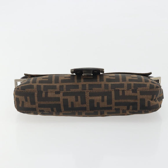 FENDI Zucca Canvas Mamma Baguette Shoulder Bag Brown Silver Auth yk20678SAM
