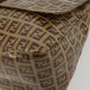FENDI Zucchino Mamma Baguette Shoulder Bag Patent Beige Gold Tone Auth yk20679A-8