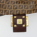FENDI Zucchino Mamma Baguette Shoulder Bag Patent Beige Gold Tone Auth yk20679A-10