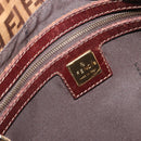 FENDI Zucchino Mamma Baguette Shoulder Bag Patent Beige Gold Tone Auth yk20679A-21