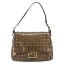 FENDI Zucchino Mamma Baguette Shoulder Bag Patent Beige Gold Tone Auth yk20679A-13