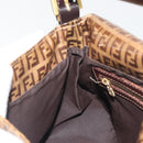 FENDI Zucchino Mamma Baguette Shoulder Bag Patent Beige Gold Tone Auth yk20679A-23