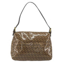 FENDI Zucchino Mamma Baguette Shoulder Bag Patent Beige Gold Tone Auth yk20679A-2