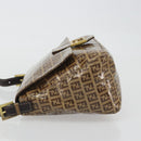 FENDI Zucchino Mamma Baguette Shoulder Bag Patent Beige Gold Tone Auth yk20679A-4