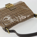 FENDI Zucchino Mamma Baguette Shoulder Bag Patent Beige Gold Tone Auth yk20679A-6