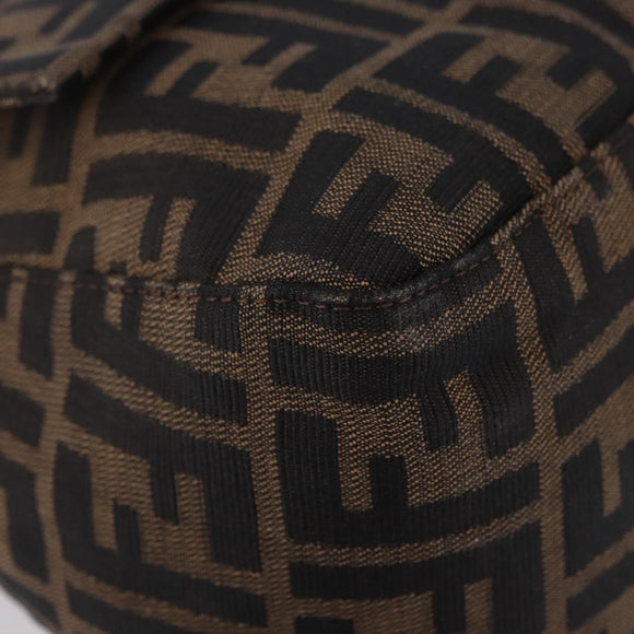 FENDI Zucca Canvas Mamma Baguette Shoulder Bag Brown Silver Auth yk20680SAM