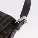 FENDI Zucca Canvas Mamma Baguette Shoulder Bag Brown Silver Auth yk20680SAM-14