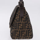 FENDI Zucca Canvas Mamma Baguette Shoulder Bag Brown Silver Auth yk20680SAM-4