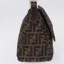 FENDI Zucca Canvas Mamma Baguette Shoulder Bag Brown Silver Auth yk20680SAM-5