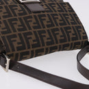FENDI Zucca Canvas Mamma Baguette Shoulder Bag Brown Silver Auth yk20680SAM-6