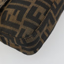 FENDI Zucca Canvas Mamma Baguette Shoulder Bag Brown Silver Auth yk20681SAM-11