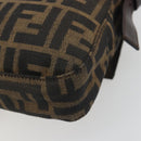 FENDI Zucca Canvas Mamma Baguette Shoulder Bag Brown Silver Auth yk20681SAM-12