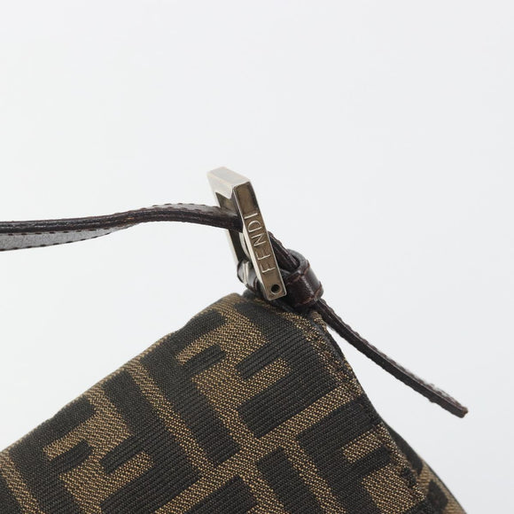FENDI Zucca Canvas Mamma Baguette Shoulder Bag Brown Silver Auth yk20681SAM