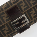 FENDI Zucca Canvas Mamma Baguette Shoulder Bag Brown Silver Auth yk20681SAM-15