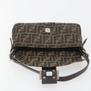 FENDI Zucca Canvas Mamma Baguette Shoulder Bag Brown Silver Auth yk20681SAM-16