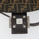 FENDI Zucca Canvas Mamma Baguette Shoulder Bag Brown Silver Auth yk20681SAM-17