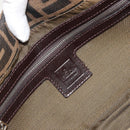 FENDI Zucca Canvas Mamma Baguette Shoulder Bag Brown Silver Auth yk20681SAM-18