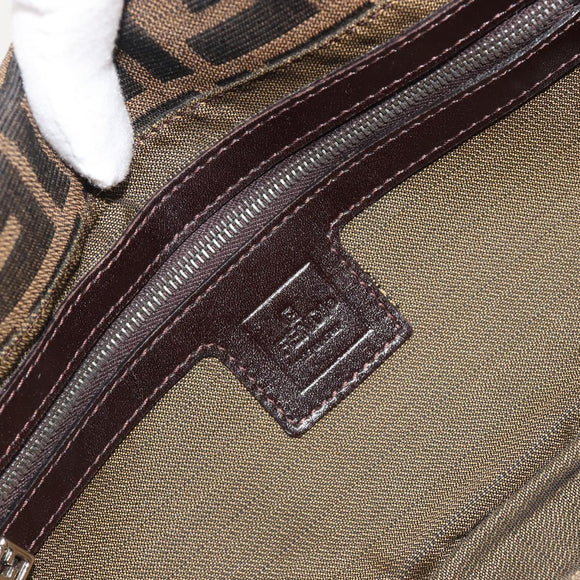 FENDI Zucca Canvas Mamma Baguette Shoulder Bag Brown Silver Auth yk20681SAM