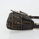 FENDI Zucca Canvas Mamma Baguette Shoulder Bag Brown Silver Auth yk20681SAM-4