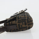 FENDI Zucca Canvas Mamma Baguette Shoulder Bag Brown Silver Auth yk20681SAM-5