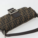 FENDI Zucca Canvas Mamma Baguette Shoulder Bag Brown Silver Auth yk20681SAM-6