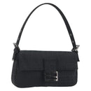 FENDI Zucchino Canvas Mamma Baguette Shoulder Bag Black 8BR000 Auth yk20682SAM-1