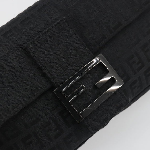 FENDI Zucchino Canvas Mamma Baguette Shoulder Bag Black 8BR000 Auth yk20682SAM